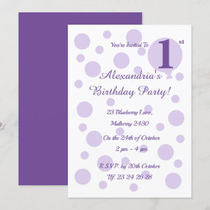 Invitation illusima Spots pourpres et points Filles Anniversa