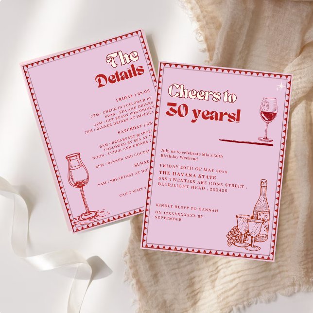 Invitation Illustrated 30th Birthday Cheers to 30 years! (Créateur téléchargé)