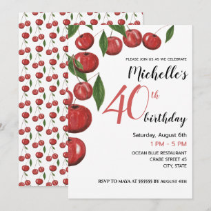 Invitation Illustration aquarelle de cerises douces pour anni