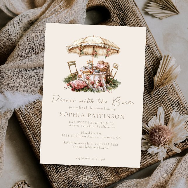 Invitation Illustration aquarelle Fête des mariées de pique-n (Créateur téléchargé)