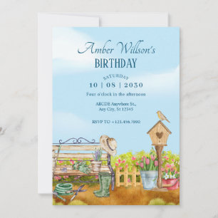 Invitation Illustration Aquarelle Jardinier