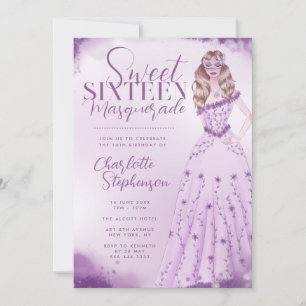 Invitation Illustration aquarelle Mascarade Sweet Sixteen