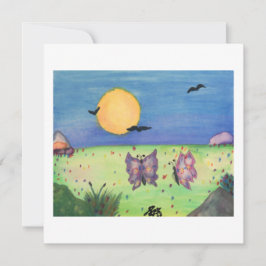 Invitation Illustration aquarelle Papillons Love Couple