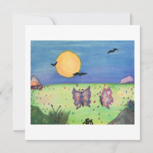 Invitation Illustration aquarelle Papillons Love Couple