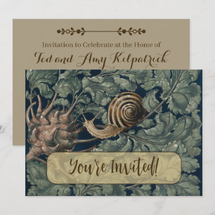 Invitation Illustration Art Nouveau Vintage Escargot Botaniqu