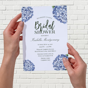 Invitation Illustration botanique Hydrangea bleue Élégance