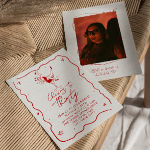 Invitation Illustration Cheers To Thirty 30th Photo Birthday