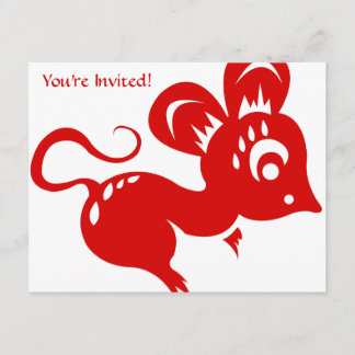 Invitation Illustration chinoise de rat d'astrologie