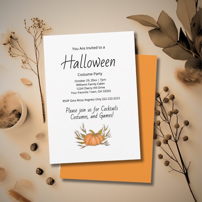 Invitation Illustration Citrouille mignonne Halloween Costume (Créateur téléchargé)