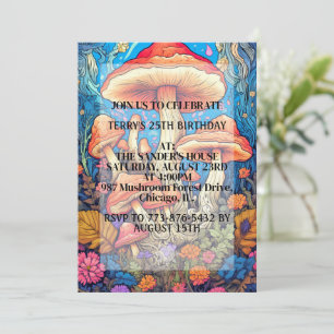 Invitation Illustration Creative Mushroom fête d'anniversaire