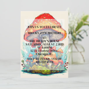 Invitation Illustration Creative Mushroom fête d'anniversaire