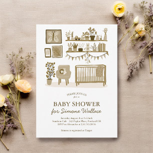 Invitation Illustration Cute Nursery BABY SHOWER PERSONNALISÉ