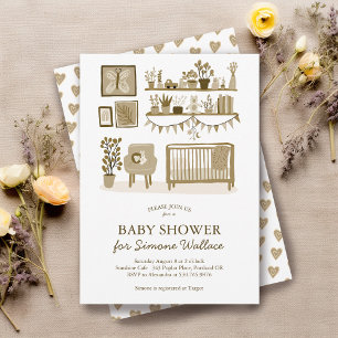 Invitation Illustration Cute Nursery BABY SHOWER PERSONNALISÉ
