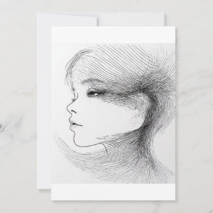 Invitation Illustration d'art en ligne continue d'un visage h