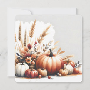 Invitation Illustration d'automne de citrouilles et de blé