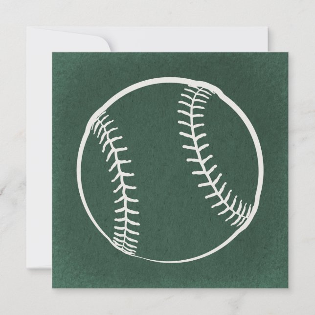 Invitation Illustration de baseball Arrière - plan vert d'art (Devant)