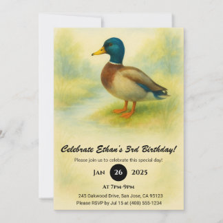 Invitation Illustration de charme de l'aquarelle de Mallard