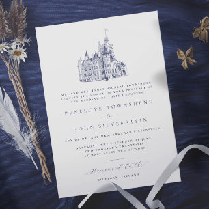 Invitation Illustration de château élégant Mariage officiel