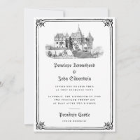 Illustration de château gothique bordure mariage b