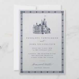 Invitation Illustration de château vintage frontière Mariage 