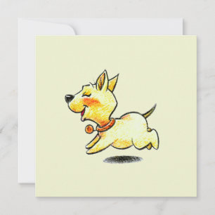 Invitation Illustration de chien mignon en train de courir po