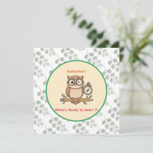 Invitation Illustration de chouette mignonne clignant des yeu