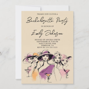 Invitation Illustration de cocktails pour femmes modernes Ent