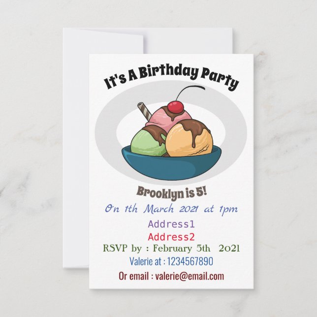 Invitation Illustration de crème glacée (Devant)