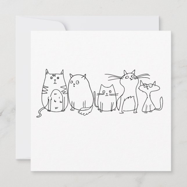 Invitation Illustration de dessin artistique de la chat gang  (Devant)