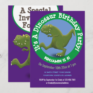 Invitation Illustration de dessin humoristique de dinosaure T