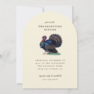Invitation Illustration de dinde antique pour le dîner de Tha