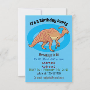 Invitation Illustration de dinosaure parasaurolophus mignon e