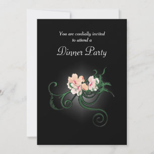 Invitation Illustration de fleurs roses sur une soirée noire