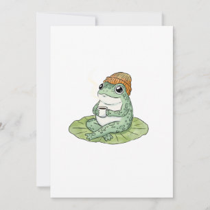 Invitation Illustration de grenouille cottagecore buvant du c