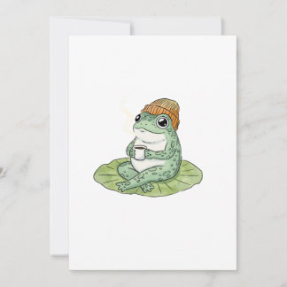 Invitation Illustration de grenouille cottagecore buvant du c