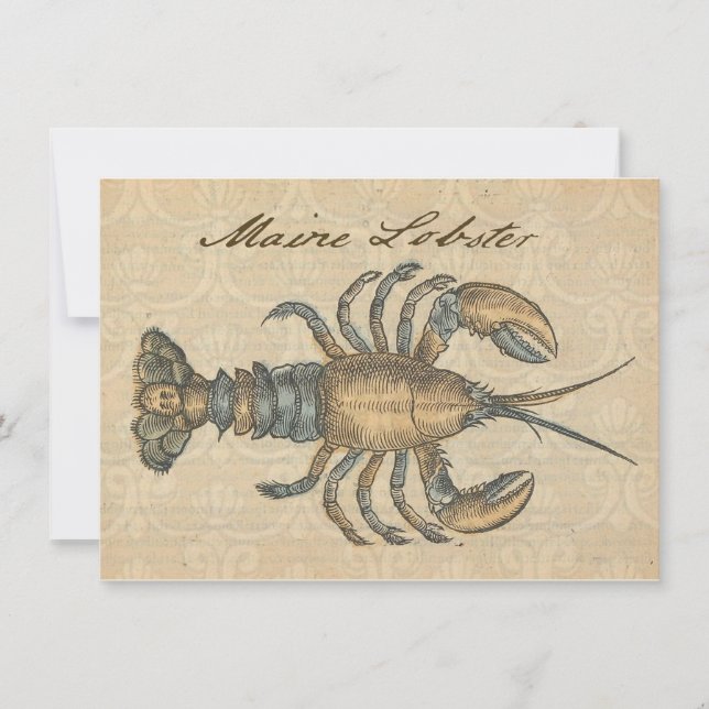 Invitation Illustration de homard, fruits de mer du Maine (Devant)