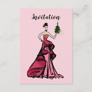 Invitation Illustration de la mode de Noël avec un arbre