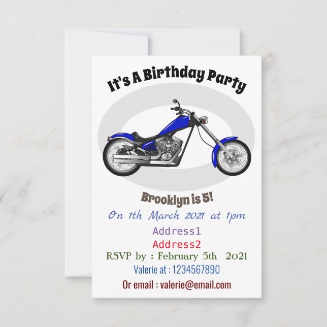 Invitation Illustration de la moto à hélico (Devant)