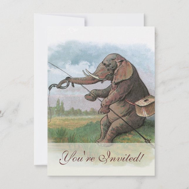 Invitation Illustration de la pêche des éléphants (Devant)