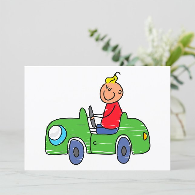 Invitation Illustration de la voiture verte pour enfants (Créateur téléchargé)
