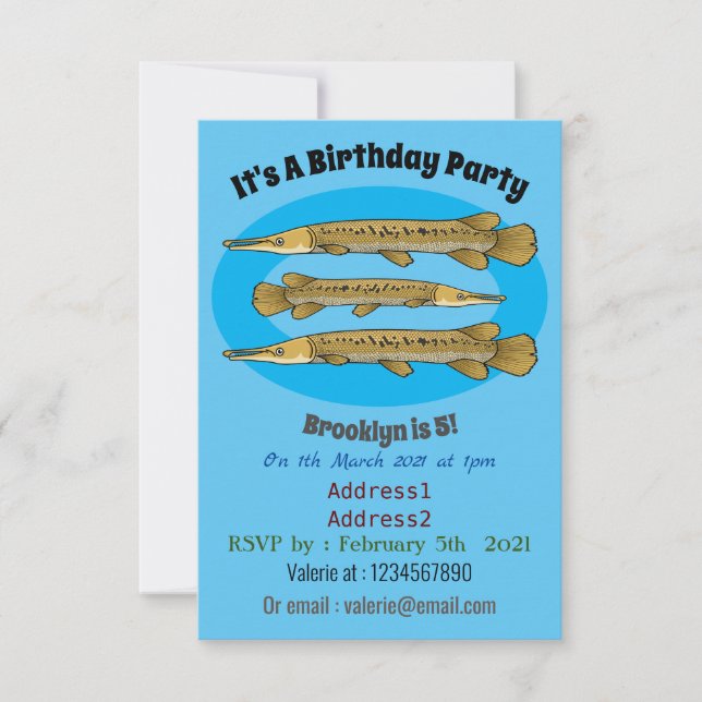 Invitation Illustration de l'alligator garfish (Devant)