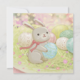 Invitation Illustration de lapin de Pâques et d'œufs de Pâque