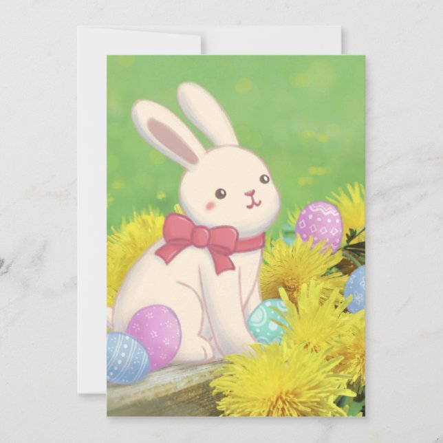 Invitation Illustration de lapin de Pâques, œufs de Pâques et (Devant)