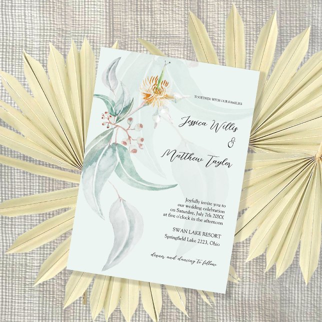 Invitation Illustration de l'aquarelle Boho Mint Eucalyptus (Créateur téléchargé)