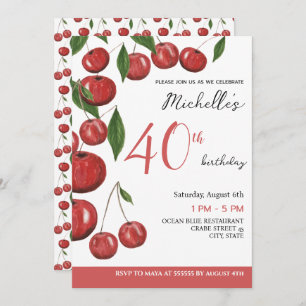 Invitation Illustration de l'aquarelle des cerises douces