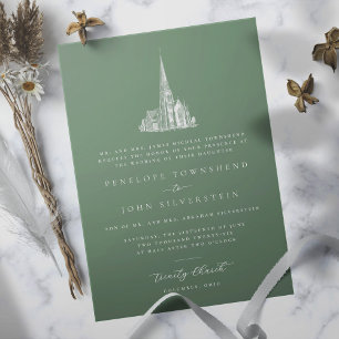 Invitation Illustration de l'église verte Mariage formel