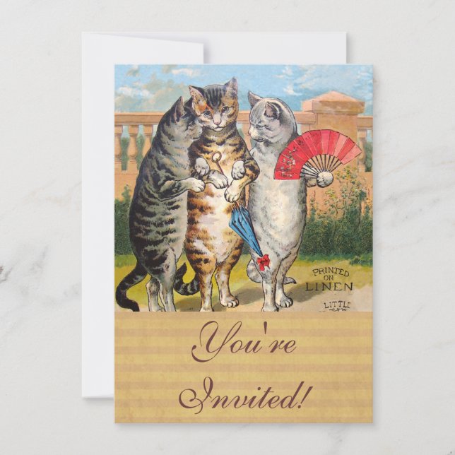 Invitation Illustration de l'oie des trois petits chatons (Devant)