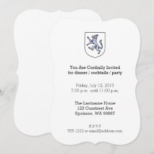 Invitation Illustration de Loup Rampant Héraldique Vintage