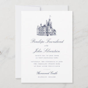 Invitation Illustration de mariage avec écriture élégante de