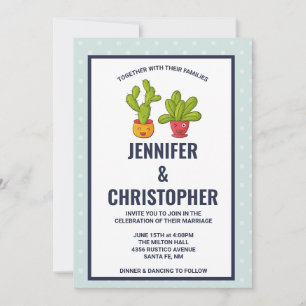 Invitation Illustration de mariage de deux cactus mignons
